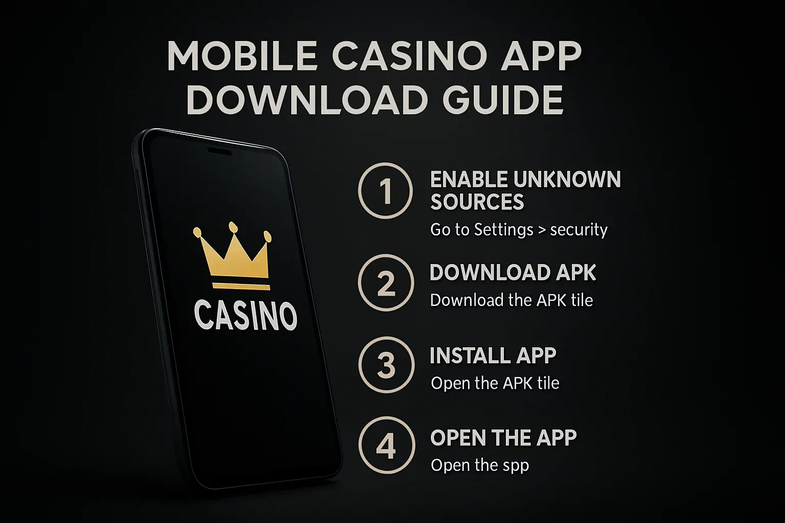 Infografía moderna con pasos para instalar APK de casino en Android