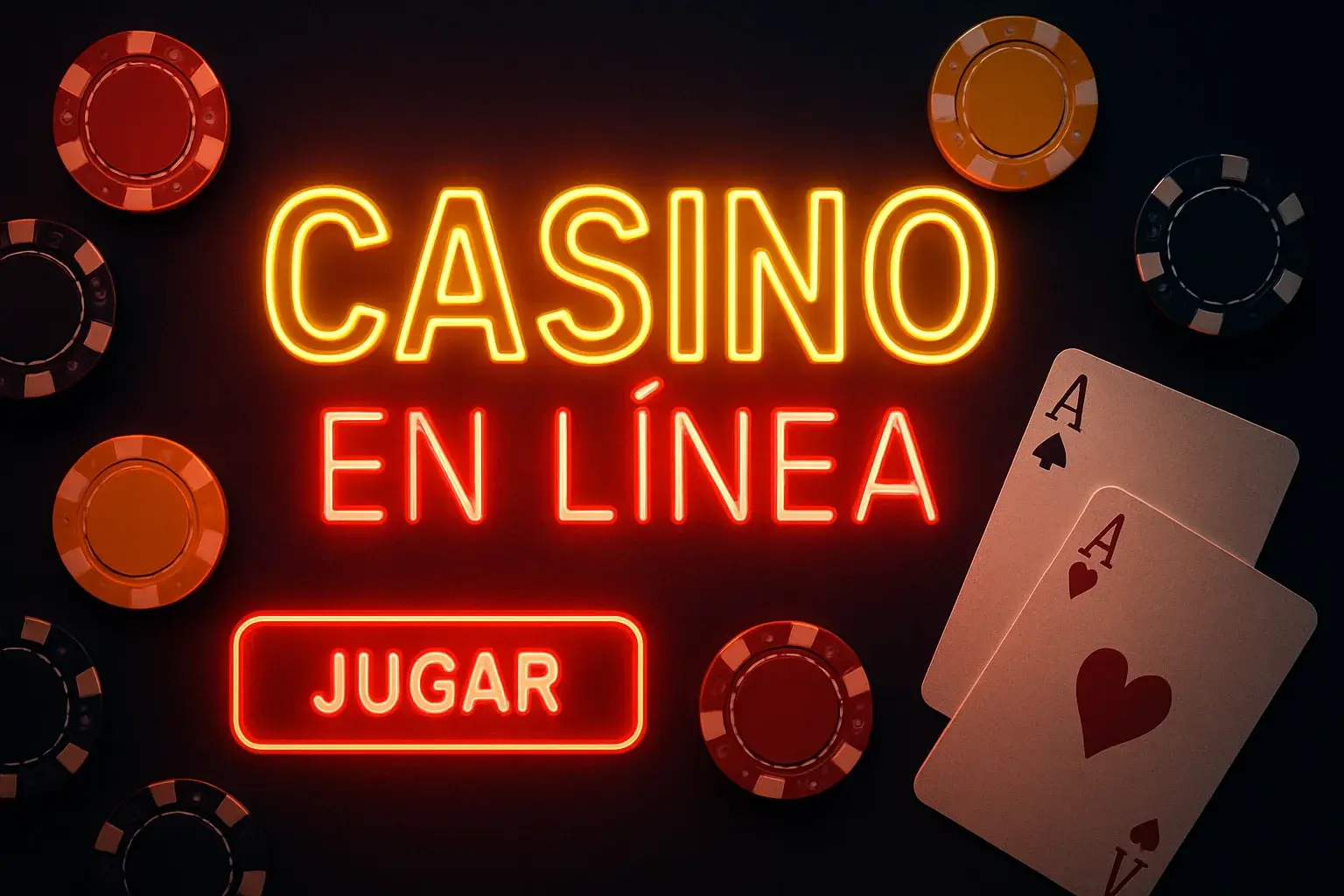 Banner hero de casino online de lujo en Bolivia con luces neón